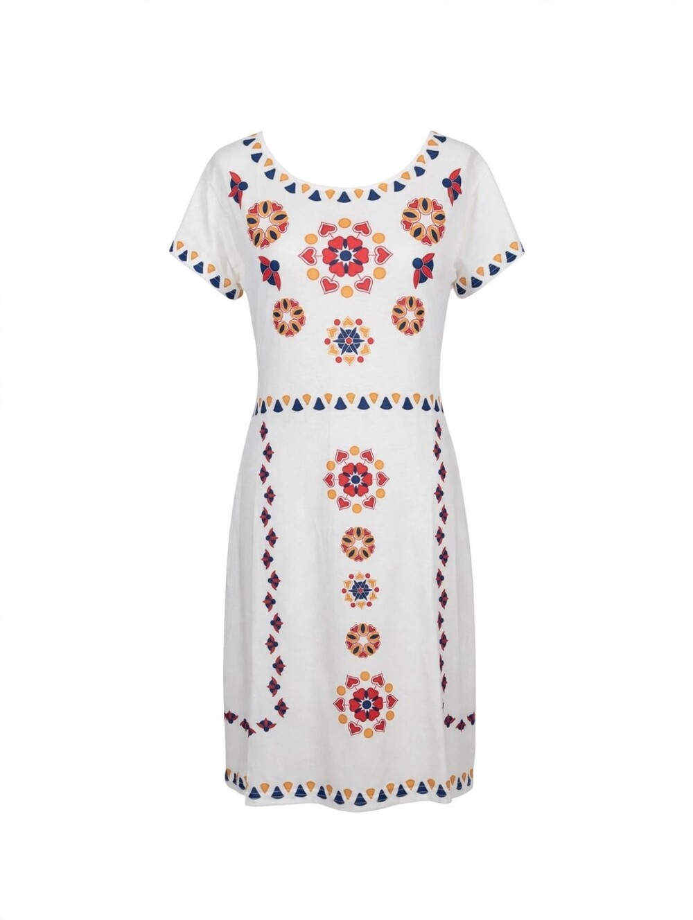 White Embroidered Floral Shift Dress